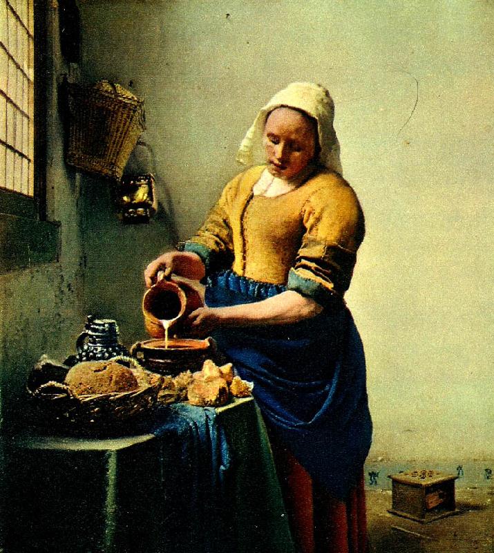 Jan Vermeer mjolkpigan oil painting image